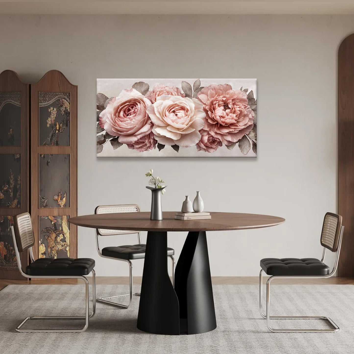 TAIJXAGSG Canvas Art Wall Decor Pink Flowers Print Paintings Flower White Wall Art Prints Ready To Hang For Bathroom Bedroom Kitchen Office Home Aesthetic Decoration Artwork 20" × 40"