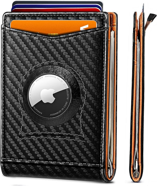 BULLIANT Men Wallet Airtag&Standard Use,Slim Front Pocket Wallet Money Clip for Gifg Men RFID Blocking 11Cards