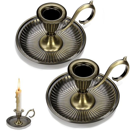 Candle Holder Candlestick Holders,2Pcs Taper Candle Holders Vintage Candlestick Holders with Handle for Party Wedding Home Decor