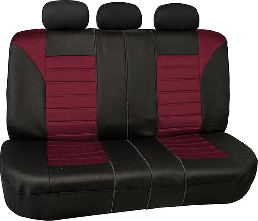 FH Group Automotive Car Seat Covers Rear Set Premium 3D Air Mesh Seat Covers, Airbag Compatible and Split Bench Cover Universal Fit Interior Accessories for Cars Trucks and SUVs - Burgundy