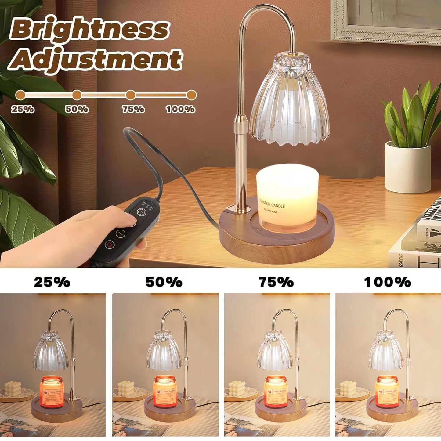 Candle Warmer Lamp with Timer Dimmer,Height Adjustable No Flame Candles Warming Light,Birthday Gifts for Women,New Home Room Decor,Wax Melt Warmer for Scented Jar Candles(2 * 50W Bulb) (1 Pack-F)