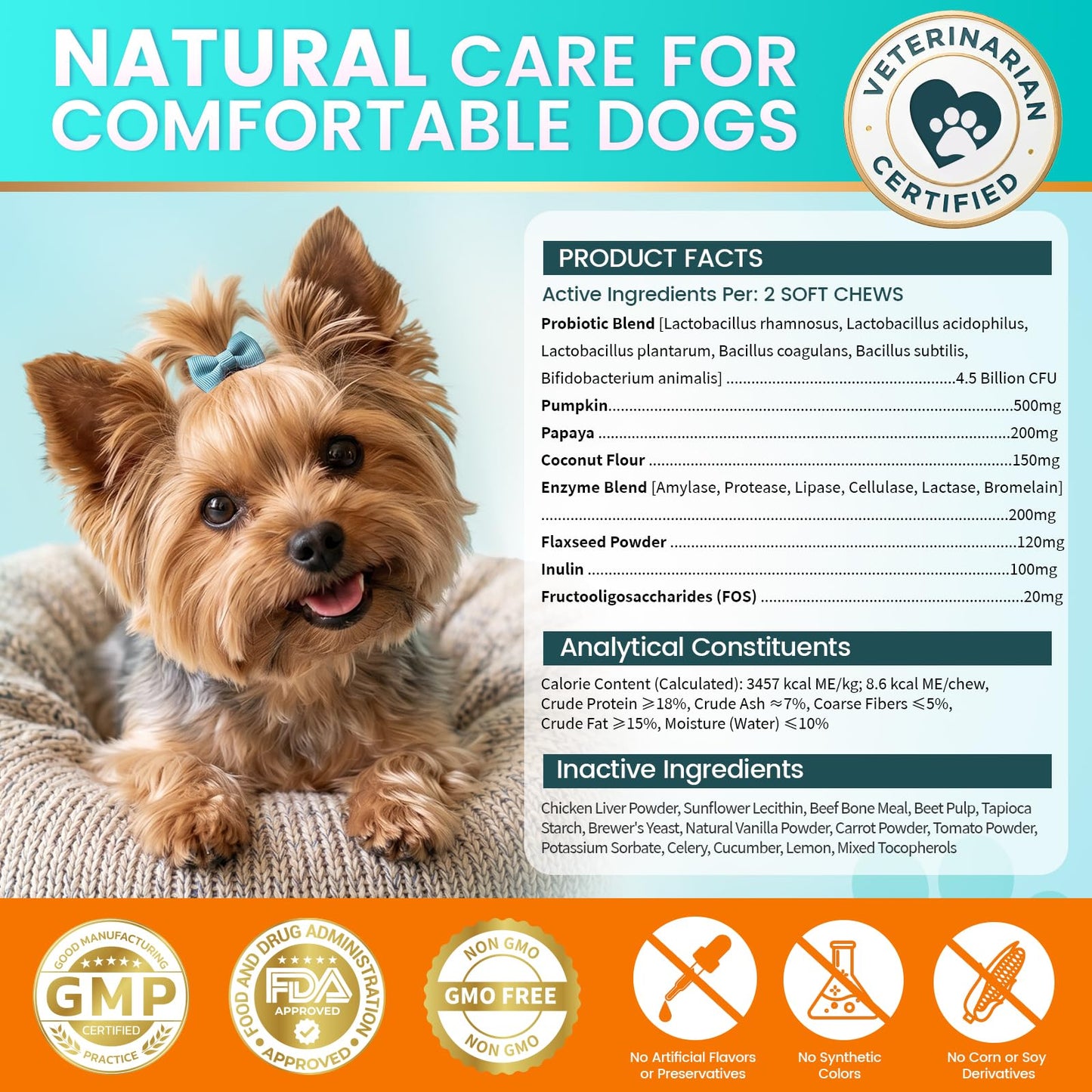 Probiotics for Dogs, Dog Probiotics for Yeast, Itchy Skin and Itchy Ears, Allergies, Immunity, Dog Gut Health Probiotic for Digestive Enzymes & Prebiotics for Diarrhea & Gas Relief (Chicken, 200 Chew)