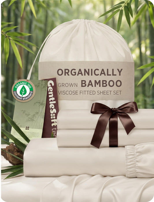 Bedsure 3PCS 100% Organically Grown Bamboo Viscose King Size Fitted Sheet