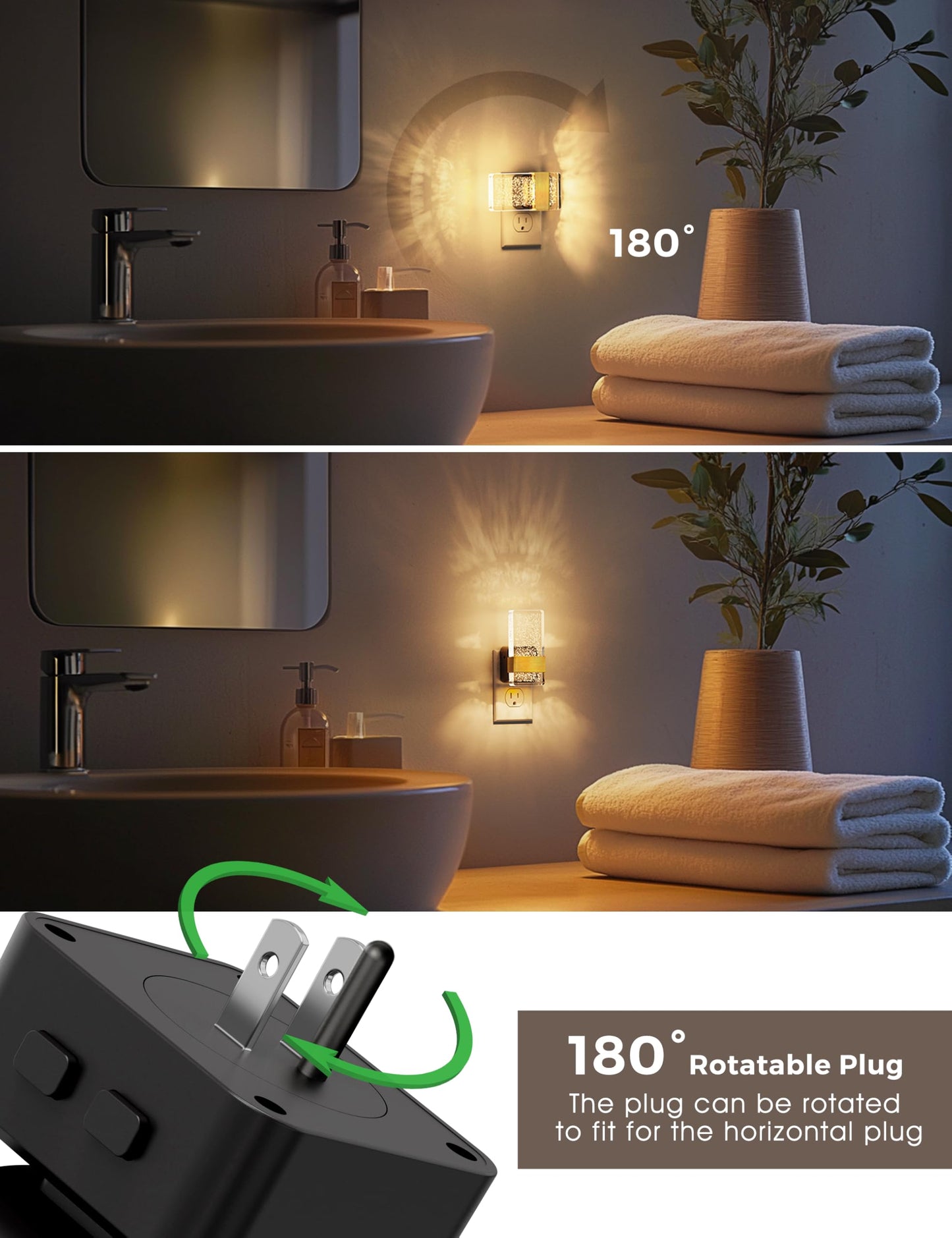 L LOHAS LED Night Lights Plug Into Wall [4 Pack], Night Light with Dusk to Dawn Sensor, Night Light, 0-100LM Dimmable Nightlight for Kids, Bathroom, Hallway,Gift