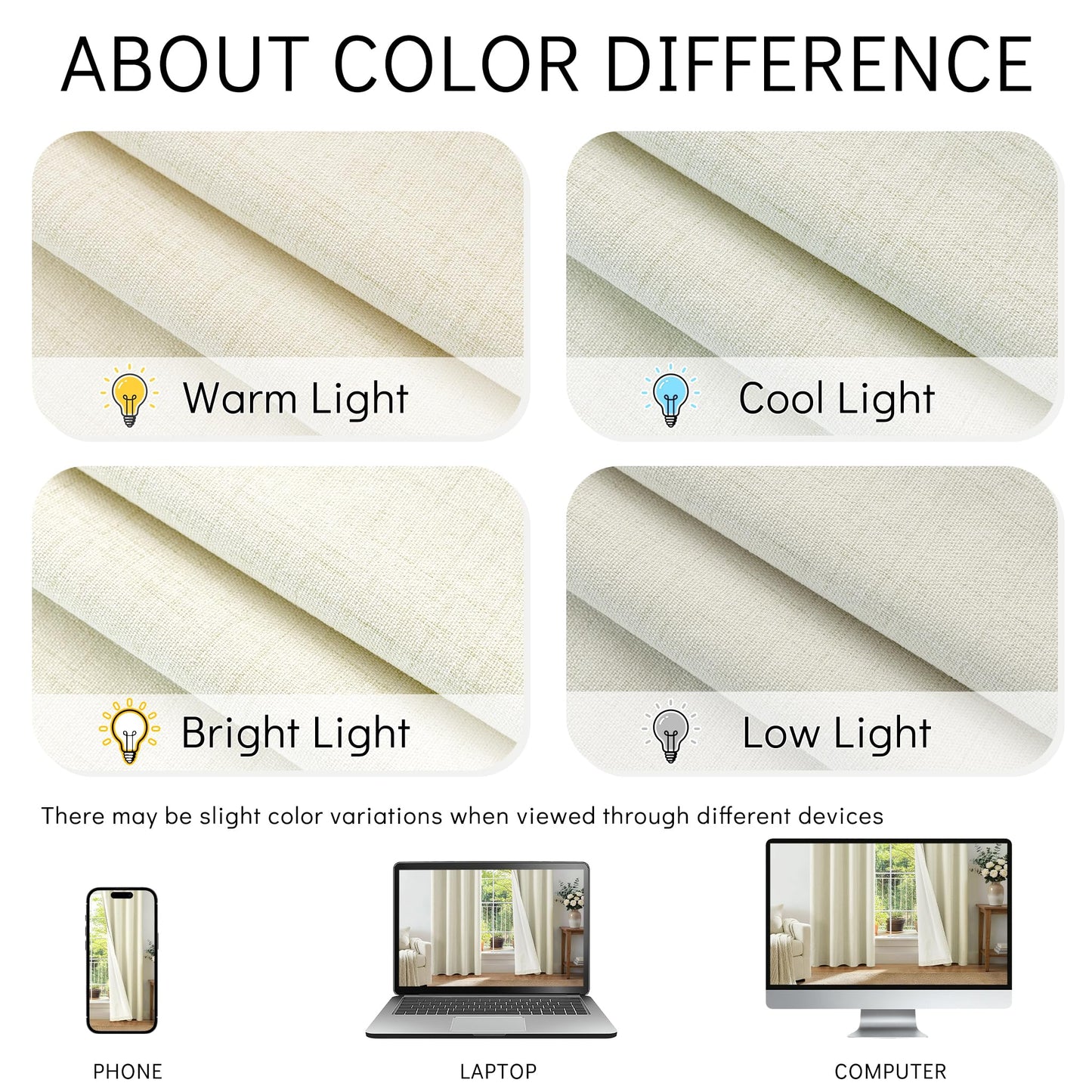 ChrisDowa 100% Blackout Curtains for Living Room - Linen Curtains 90 Inch Curtains Grommet Top Thermal Curtain Total Blackout Drapes Privacy Protection for Bedroom 2 Panels, Cream 52" W x 90" L
