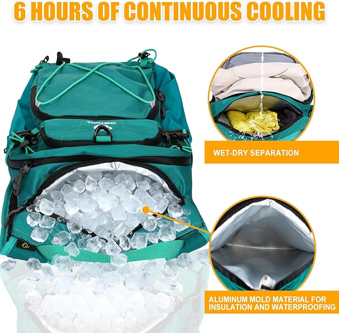 ONETOALL Hydration Backpack 22L, Hiking Backpack with 2L Leakproof Bladder, Sewn-in Rain Cover, Insulated Compartment for Men & Women Running, Cycling, Camping
