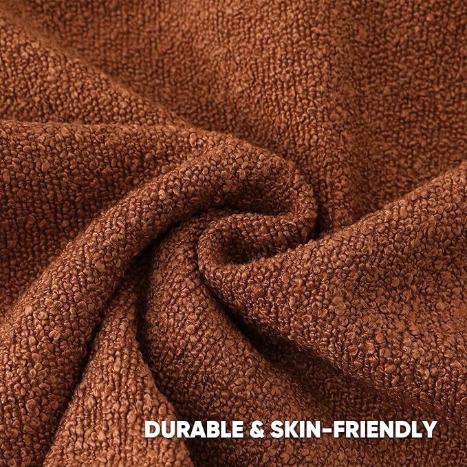 HAUSSY Set of 2 20x20 Decorative Throw Pillow Covers, Soft Cozy Textured Boucle Couch Cases, Home Decor for Couch Bed Living Room, Rust