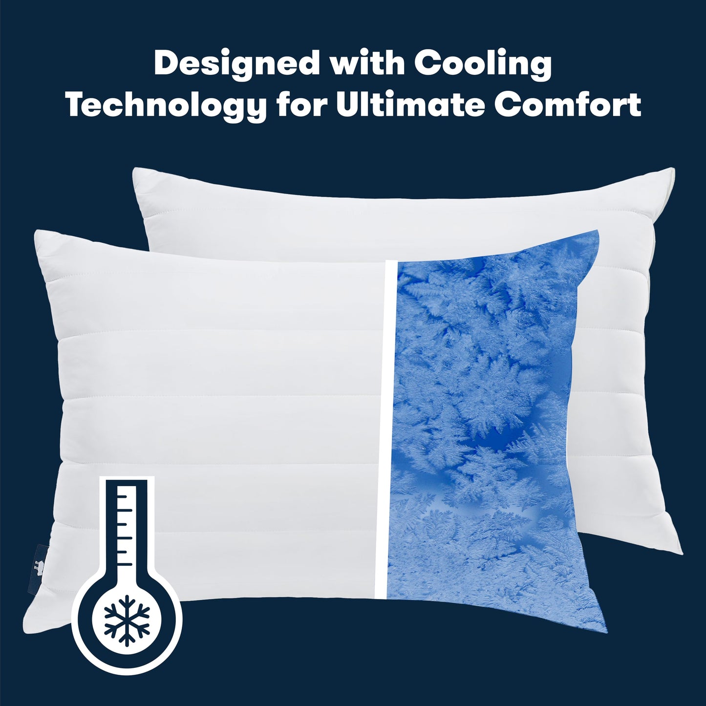 Serta Down Illusion Cooling Quilted Hypoallergenic Soft/Medium Bed Pillows for Side, Stomach or Back Sleepers (2 Pack), King, White