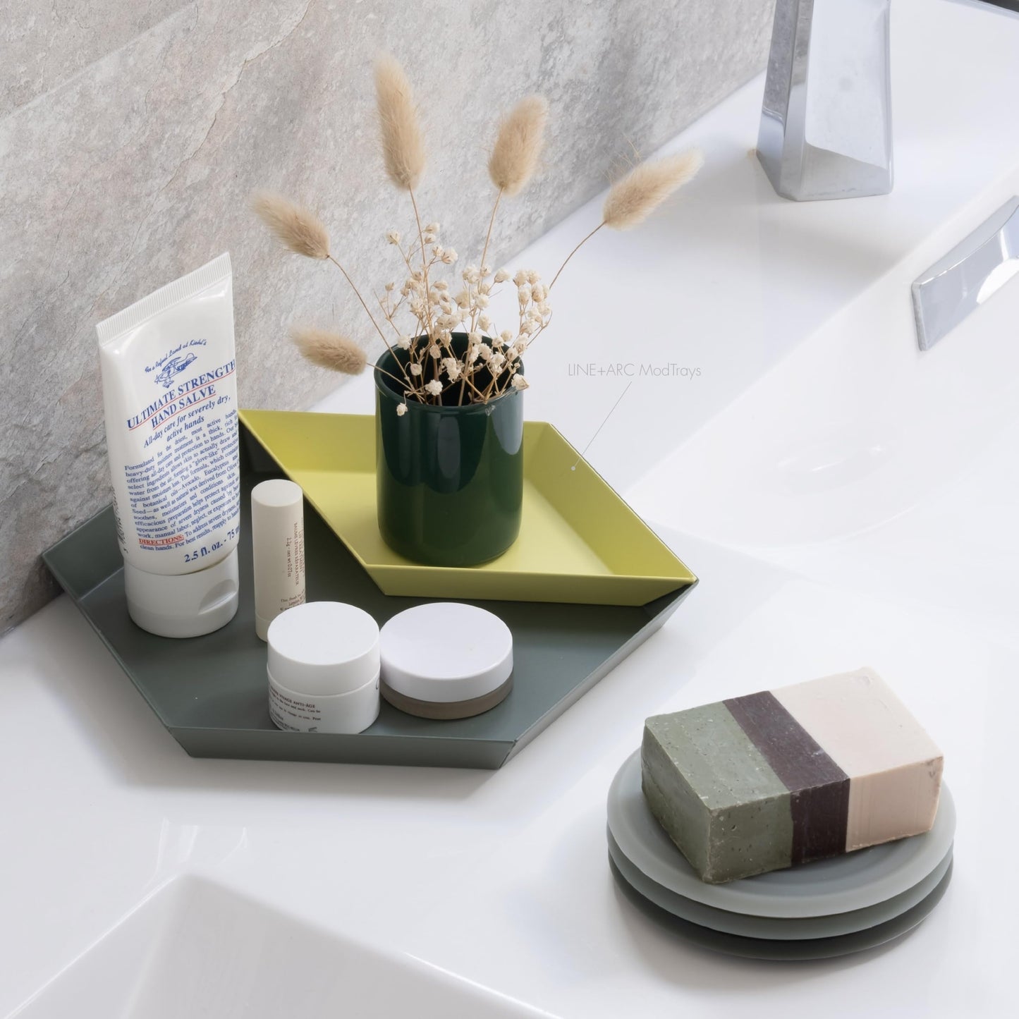 LINE+ARC Extra Thick Silicone Coasters Waterproof Anti-Stain Heat-Safe Dishwasher-Safe Degrē Coasters XL (Set of 6 Indigo Wash) Outdoor Round Mid-Century Modern MCM