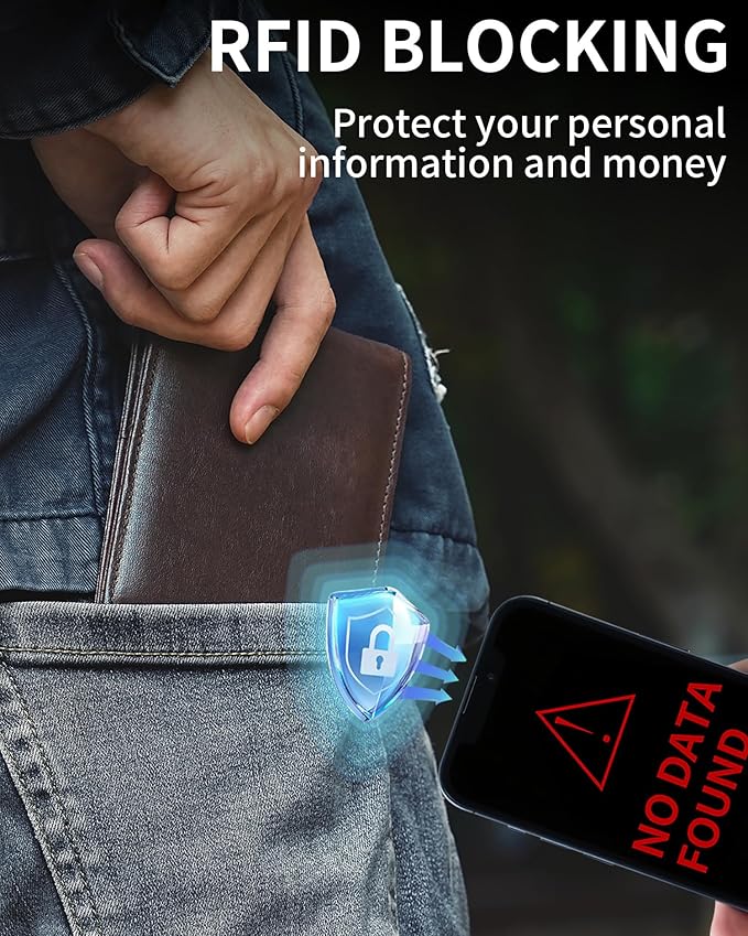 Artpaxy Mens Wallet Genuine Leather Bifold RFID Blocking Wallet for Men with 2 ID Windows 12 Card Holders 2 cash pockets 1 Gift Box