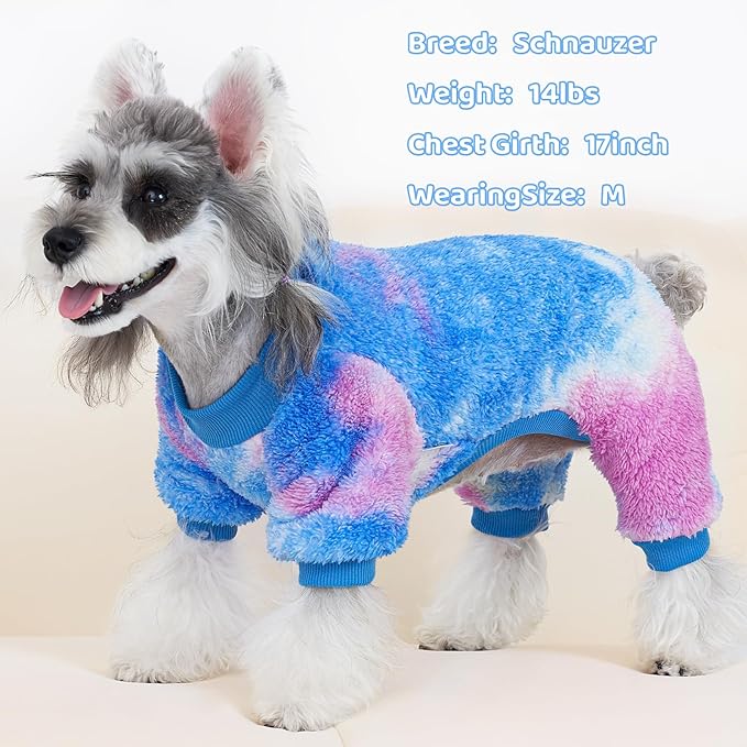 XPUDAC Dog Sweater, Dog Winter Clothes for Small Medium Dogs Girl Boy Fleece Doggy Pajamas for Winter Christmas, Tie-Dye01, X-Large