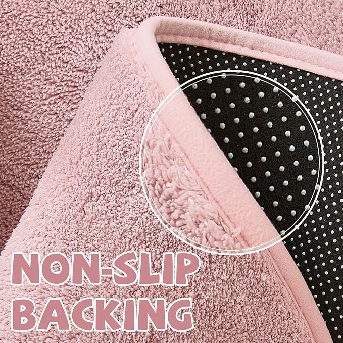 jinchan Solid Plush Round Rug 4ft Performance Shaggy Circle Rug 4' Round Washable Indoor Soft Modern Faux Wool Non Slip Carpet for Living Room Kids Room Bedroom Dining Room Pink