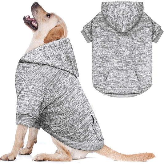 Dog Sweaters for Large Dogs,Dog Hoodie Fleece Pet Sweater Soft Clothes Sweatshirt with Pocket Pet Hoodie for Large Dogs(Grey&L)
