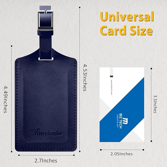 Travelambo 12 Pack Luggage Tags Faux Leather for Suitcases Travel Bag Labels with Protection Cover ID (Deep Blue)