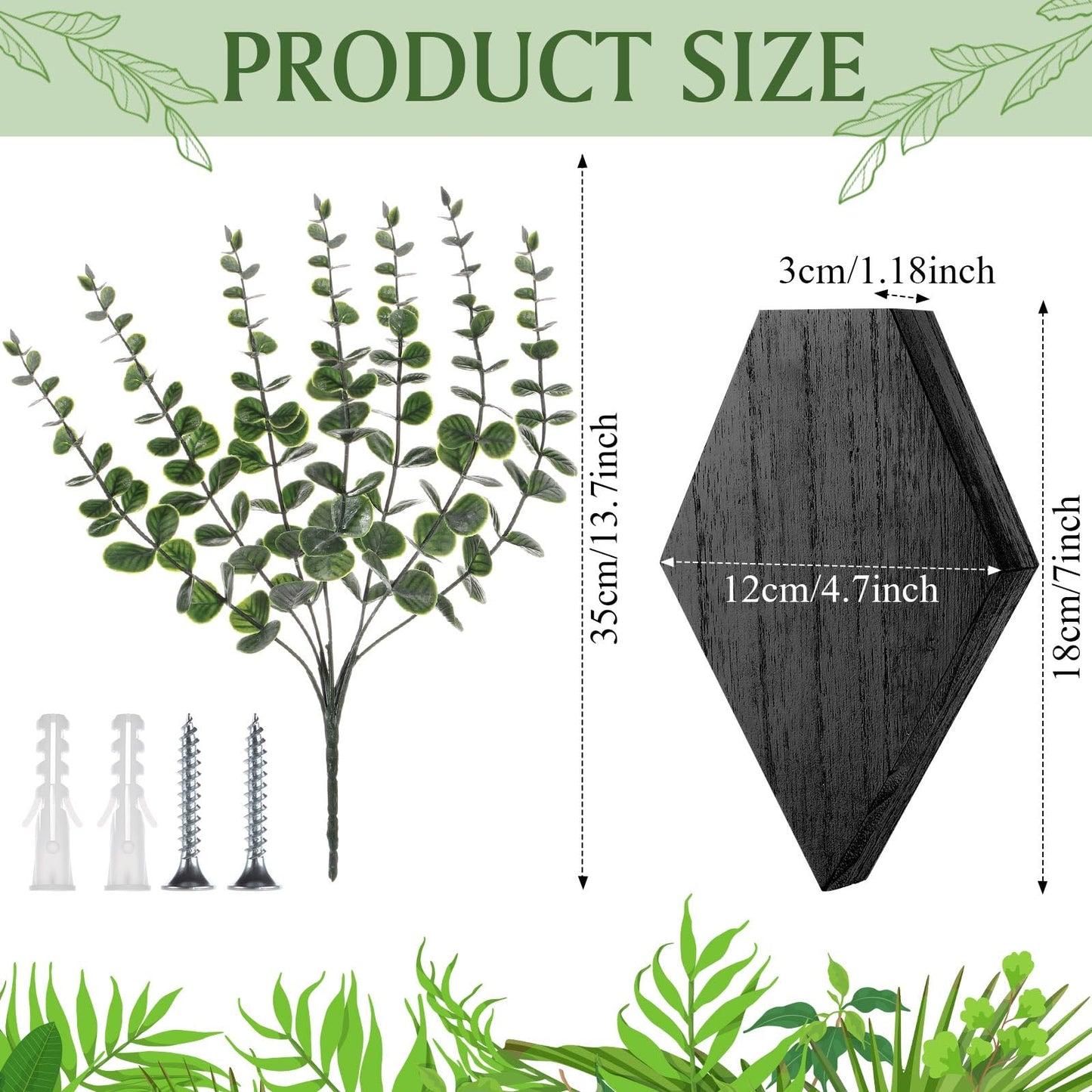 Chunful 2 Pcs Wooden Wall Planter Decor Hanging Fake Plants Greenery Flowers Holder Vase Boxes for Wall Bohemian Farmhouse Room Kitchen Office Indoor Decoration(Black,7.1 x 4.7 x 1.2 Inches)