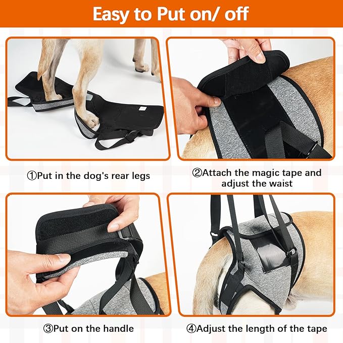 ROZKITCH Dog Lift Harness, Pet Rear Support Aid Veterinarian Approved Sling for Old K9 Help with Poor Stability, Back Leg Hip Disabled Joint Injury Elderly Arthritis ACL Rehabilitation Rehab Grey XL