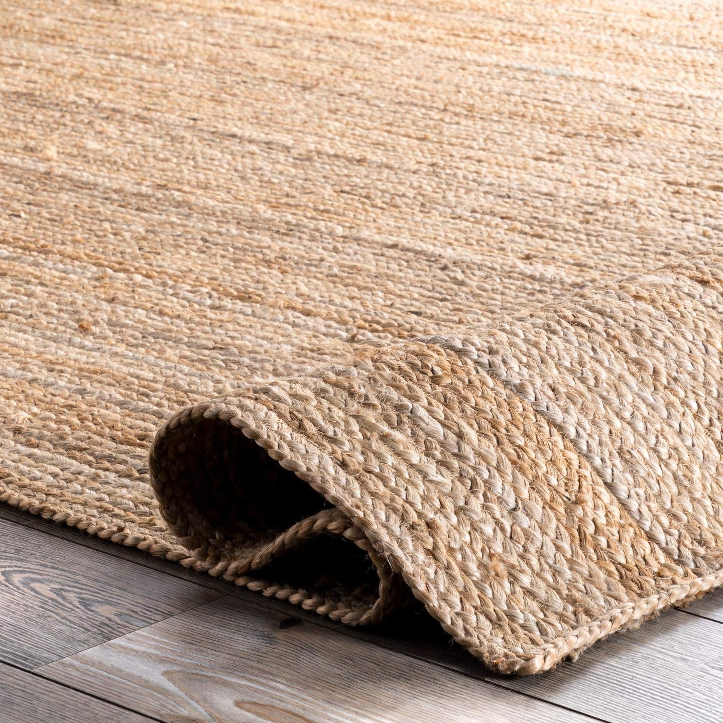 nuLOOM 8x10 Rigo Jute Hand Woven Area Rug, Natural, Solid Farmhouse Design, Natural Fiber, For Bedroom, Living Room, Dining Room, Hallway, Office, Kitchen, Entryway