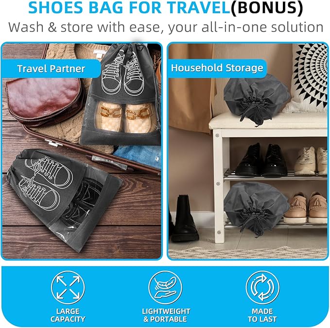 Shoe Washing Machine Bag | Laundry Shoe Bag for Washer and Dryer, 1pcs Reusable Shoes Cleaner Bags, Chenille Microfiber for Sneakers Tennis Shoes, Zipper with Lock Ring
