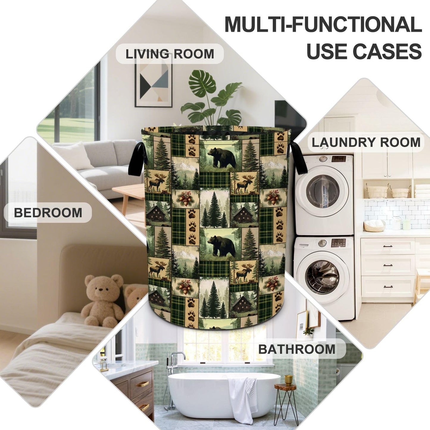 Animals Laundry Basket Foldable Oxford Laundry Hamper With Handle For Room Bathroom Bedroom