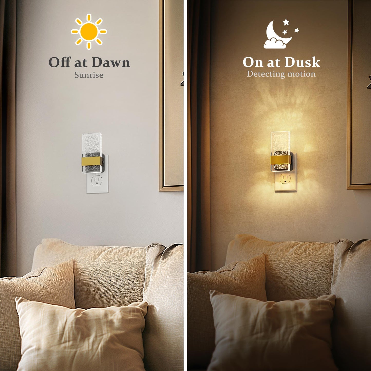 JandCase Night Lights Plug into Wall, Dusk to Dawn Sensor, 3000K Soft White LED, Acrylic Bubble Design, 0-100lm Adjustable Brightness, 2-Pack for Bedroom, Bathroom, Living Room, Hallway