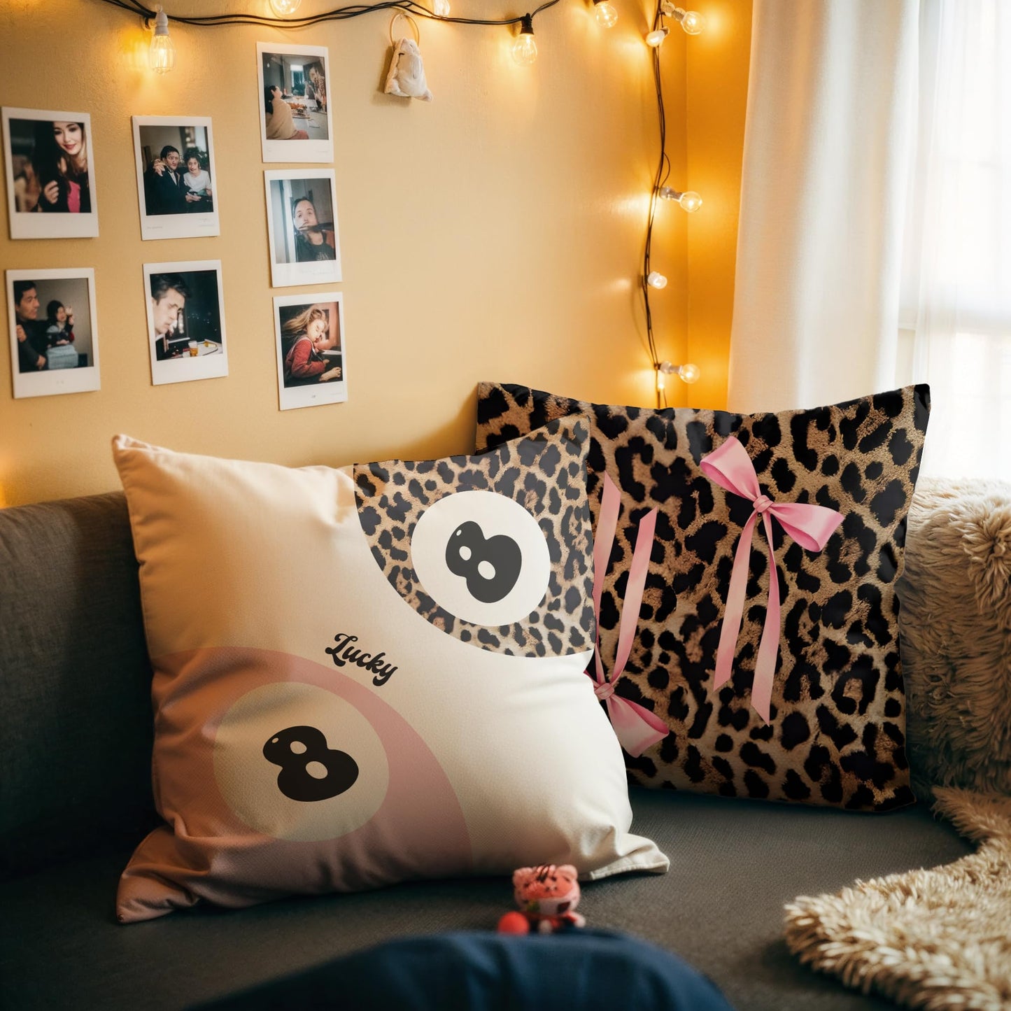 GTYNU Trendy Funky Cheetah Pink Y2K Luck 8 Ball Pillow Covers 18x18 Set of 2,Pink Leopard Star Decorative Pillowcases,Cheetah Throw Pillow Covers for Cheetah Leopard Lover Gifts for Women