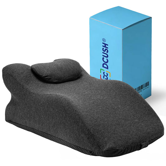DCUSH Ergonomic Contoured Memory Foam Pillow with Removable Headrest, 27° Angled Support for Neck and Waist, Massages, Reading, Relaxing & Leg Elevation, Removable Washable Cover