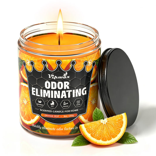 VIPwax Orange Odor Eliminating Candles for Home Scented, Eliminates 99% of Pet, Smoke, Food and Other Smells Quickly, Highly Fragranced Candle, Premium Soy Candles Set for Women