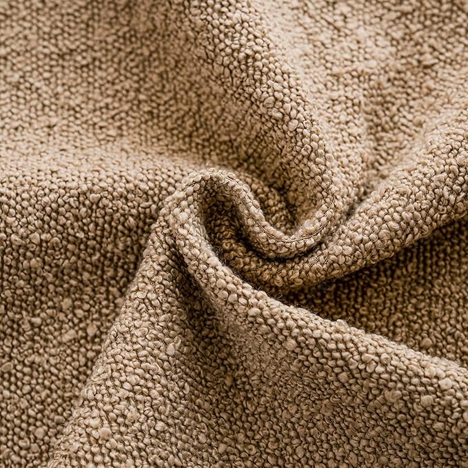 Foindtower Decorative Textured Boucle Throw Pillow Covers Accent Solid Pillow Cases Neutral Soft Cozy Couch Cushion Case for Chair Sofa Bedroom Living Room Home Decor 26 x 26 Inch,Taupe Khaki Camel