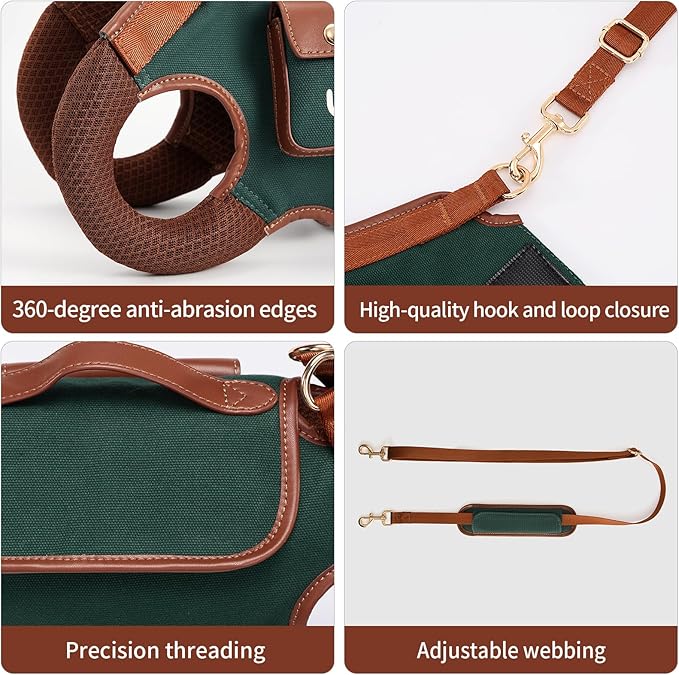 Wakytu Dog Lift Harness Dog Carrier Dog VES Harness Adjustable Dog Leash with Small Puppy Treat Bag（Green,S）