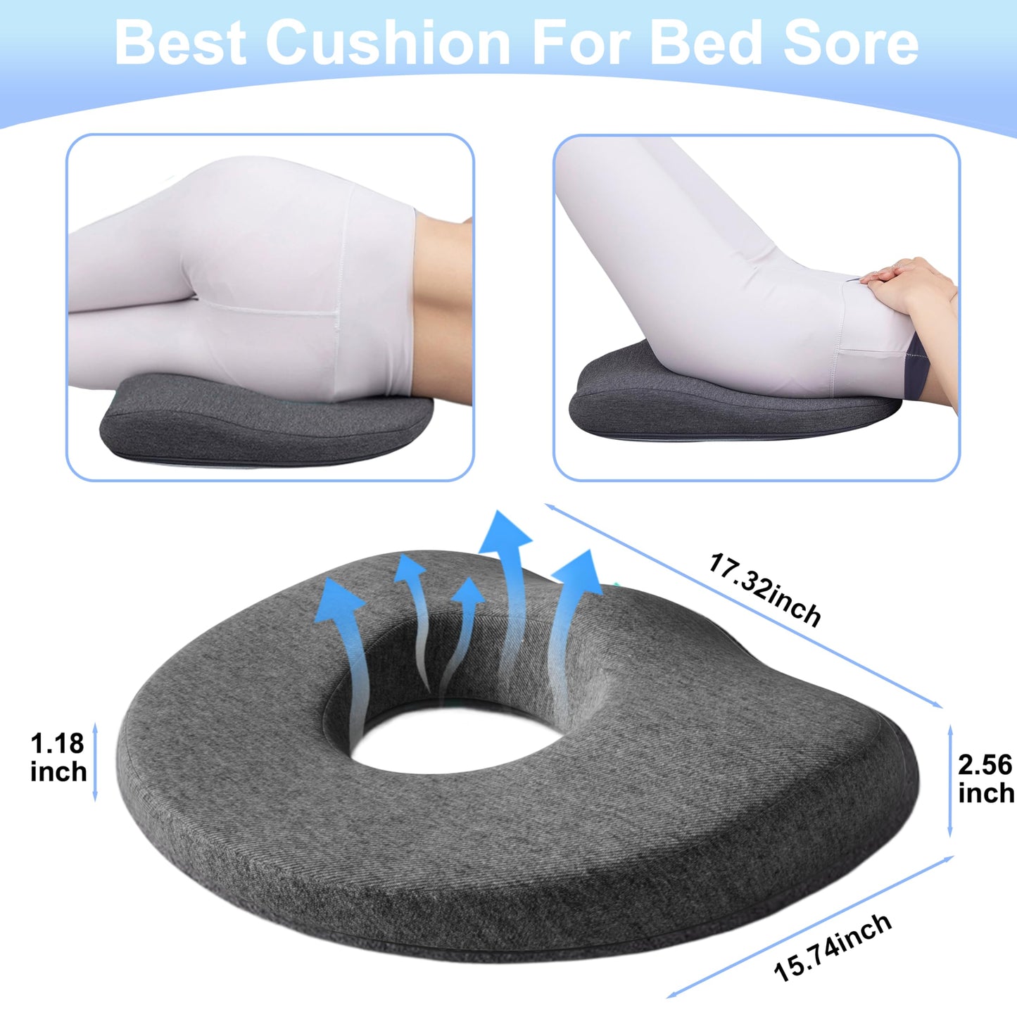 galactruly Bed Sore Cushions for Butt, Bedsore Pressure Relief Pillow for Sleeping and Sitting, Donut Pillow for Tailbone Pain, O Shaped Opening Butt Pillows for Sitting Tailbone