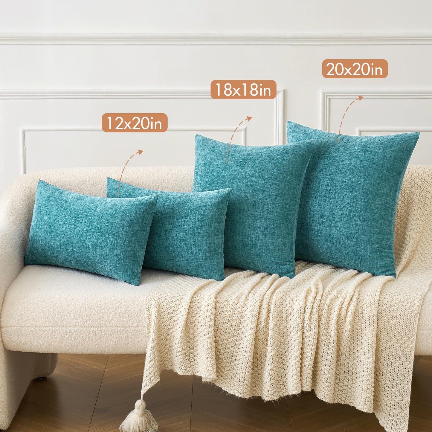 MIULEE Pack of 4 Corduroy Decorative Throw Pillow Covers Chenille Pillow Covers