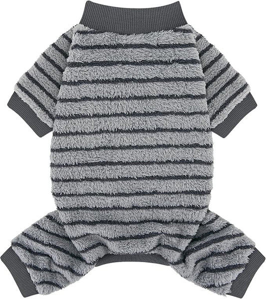 XPUDAC Stripe Dog Sweater Fleece Dog Pajamas Winter Pet Clothes for Small Medium Dogs Girl Boy Doggy Apparel for Cold Weather, S