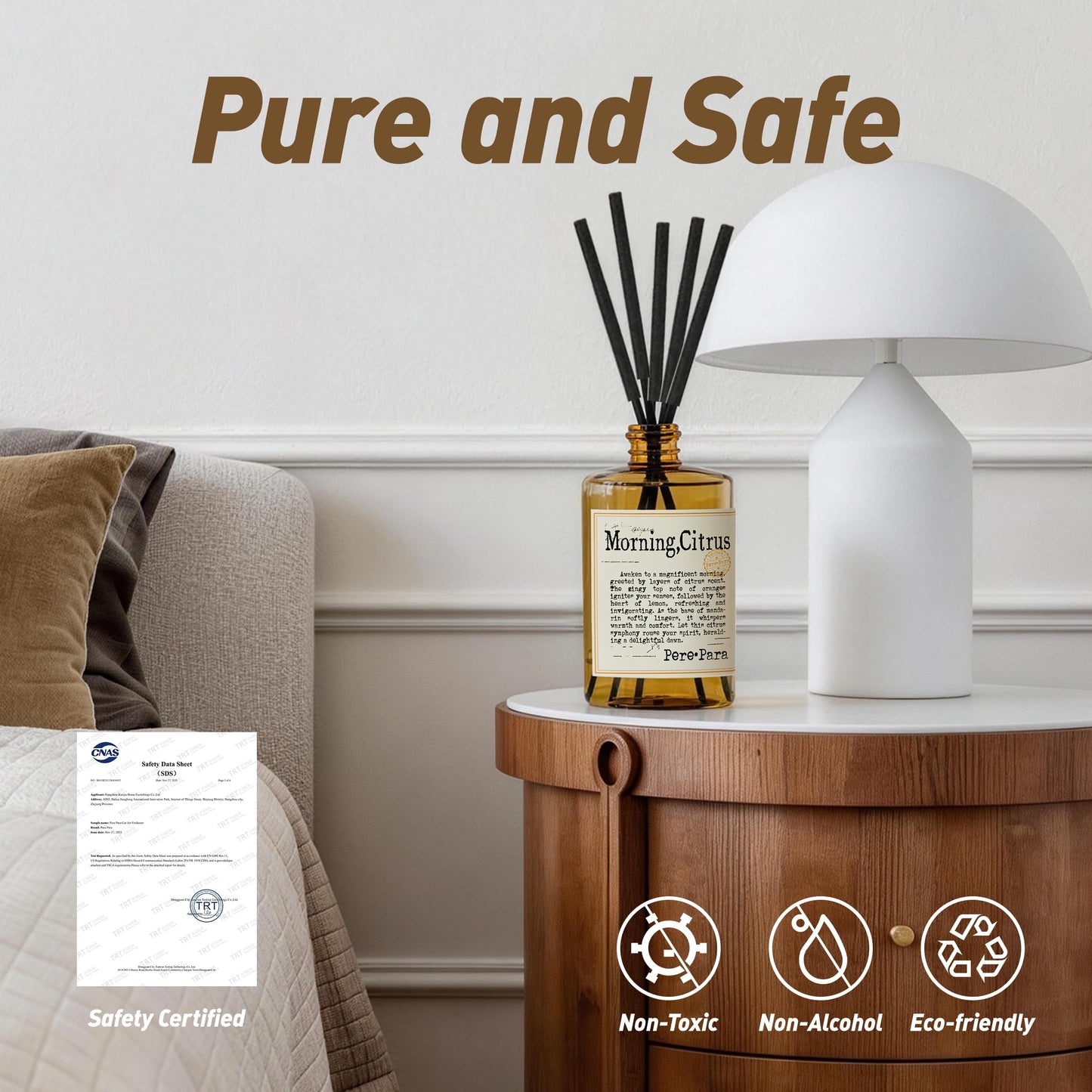 Morning Citrus Scent Reed Diffuser Refill Set 13.53 fl oz with 6 Sticks,【Wake Up Your Space】 Luxury Natural Long Lasting Home Fragrance Oil Air Freshener for Living Room and Kitchen