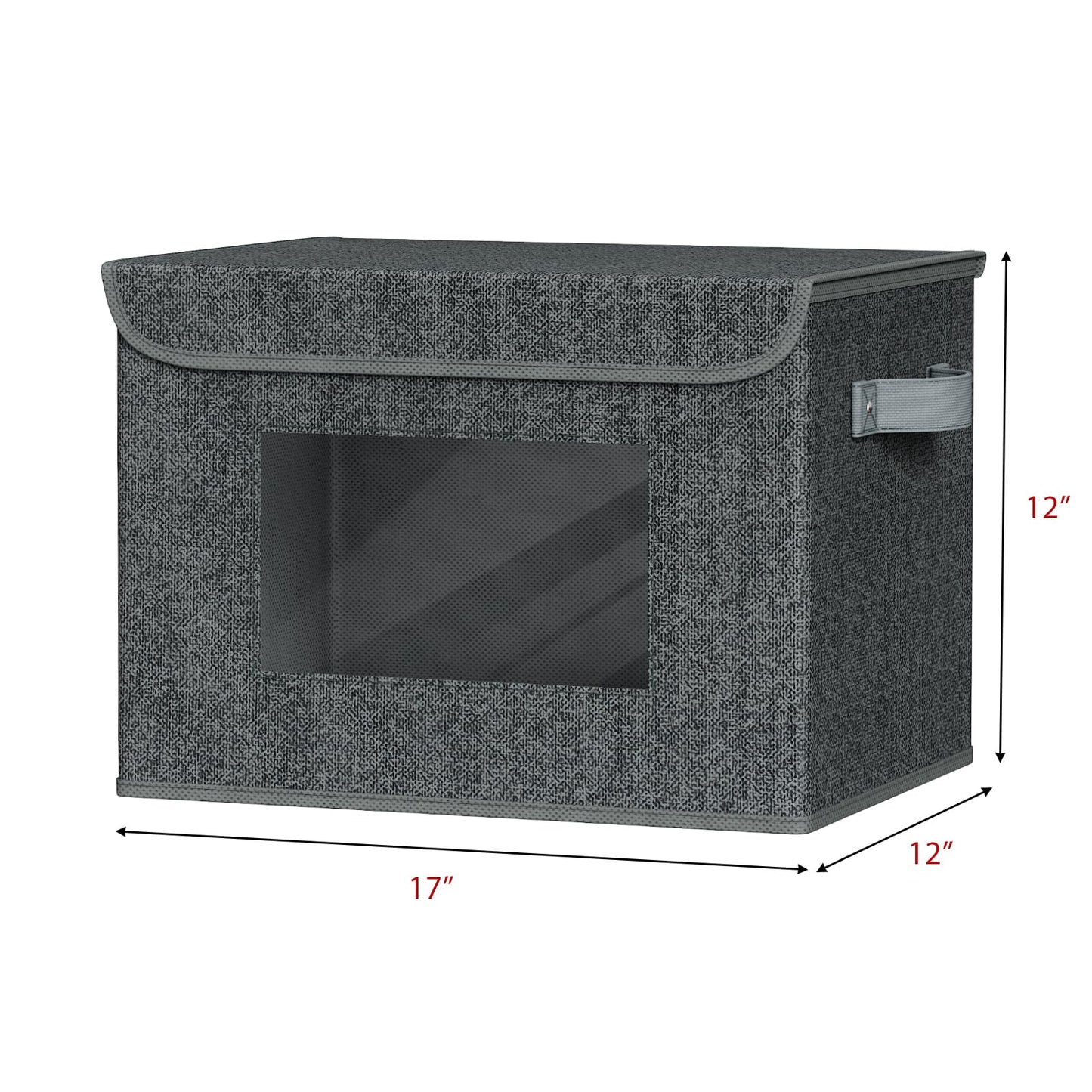 Univivi Fabric Foldable Storage Boxes with Lids [4-Pack] Large Stackable Storage Bins, Closet Organizers and Storage Cube Storage Organizer for Home, Office, Bedroom (Black, 17“ x 12” x 12")