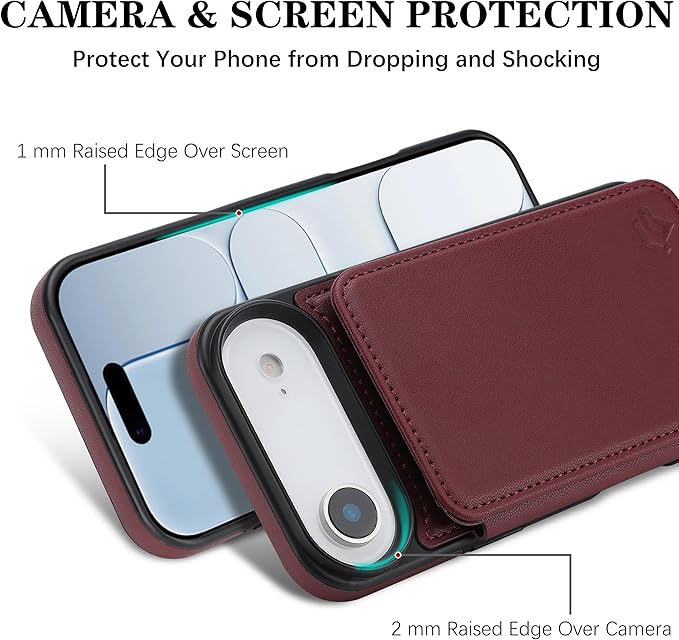 GUERNICA for iPhone 17 Air (6.7") Case Wallet with Card Holder, RFID Blocking Leather Protection, Shockproof Women Men Phone Case for iPhone Air, Wine Red