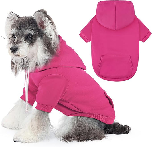BAOBICUTE Dog Basic Hoodie Soft Dog Clothes Cold Weather Sweaters for Medium Large Dogs Cozy Fabric Warm Sweatshirt with Leash Hole (Rose Pink, S (Back: 12.6",Chest:18.11", Neck: 13.78"))