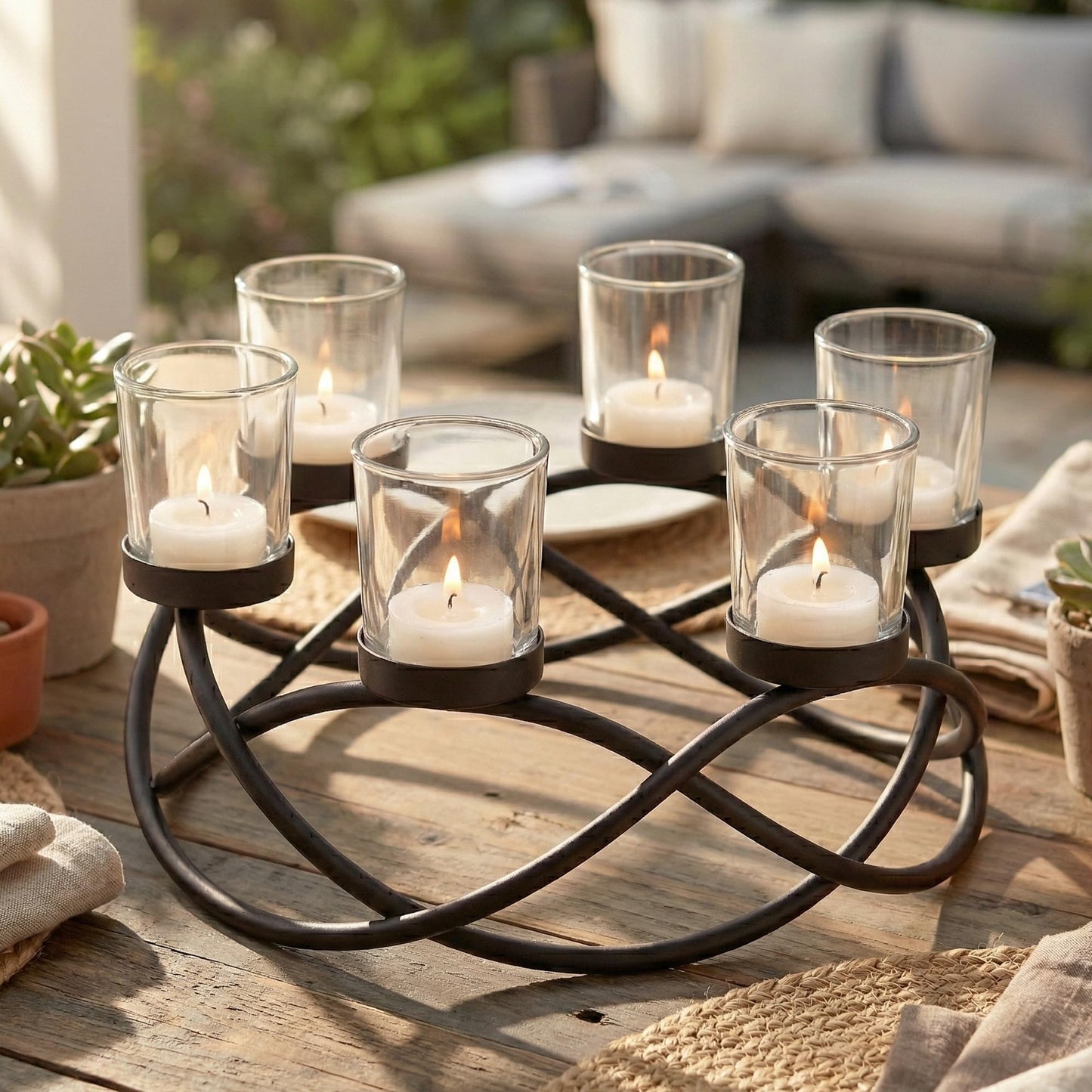 Seraphic Centerpieces for Tables, Votive Candle Holder, 6-Cup, Black/Clear