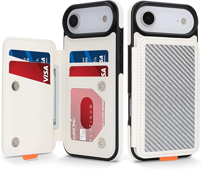 GUERNICA for iPhone 17 Air (6.7") Case Wallet with Card Holder, RFID Blocking Leather Protection, Shockproof Women Men Phone Case for iPhone Air, A - Silver White