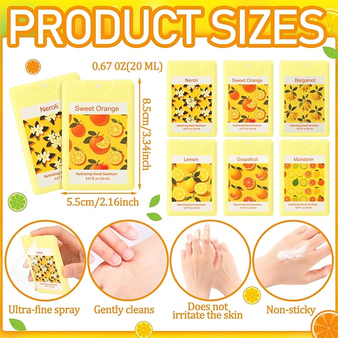 Dansib 24 Pack Mist Hydrating Hand Sanitizer Spray Refillable Scented Hydrating Hand Sanitizer Portable Travel Size Daily Outdoor Activities Essential for Partner Colleague Household Gifts
