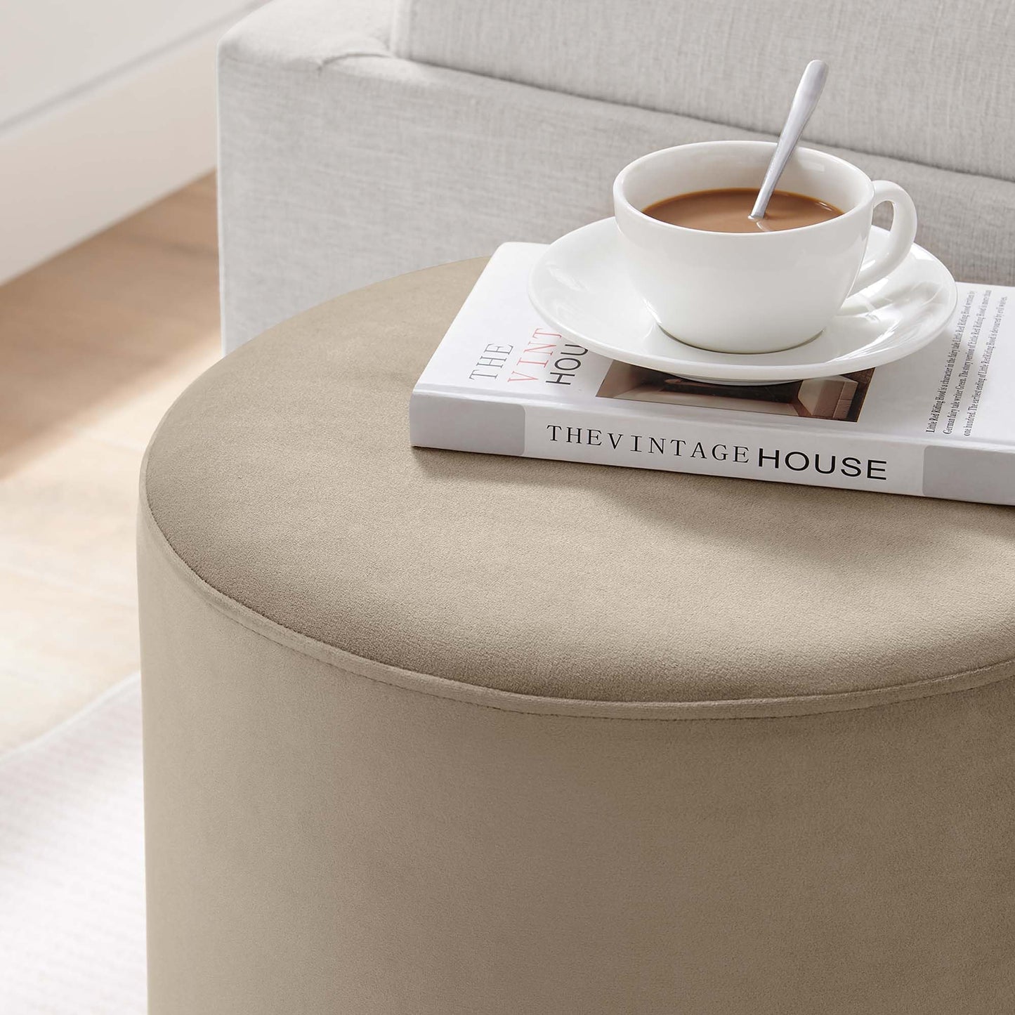 Modway 16" Round Performance Velvet Upholstered Upholstered Ottoman
