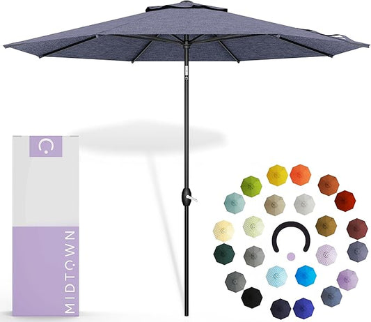 Midtown Umbrellas 10-Year-No-Fade - 6 Ft - UV Proof Purple Texture Polyester Fabric - Umbrella Outdoor Patio, Aluminum Frame Large Patio Umbrella for Garden, Pool & Deck - Black Pole