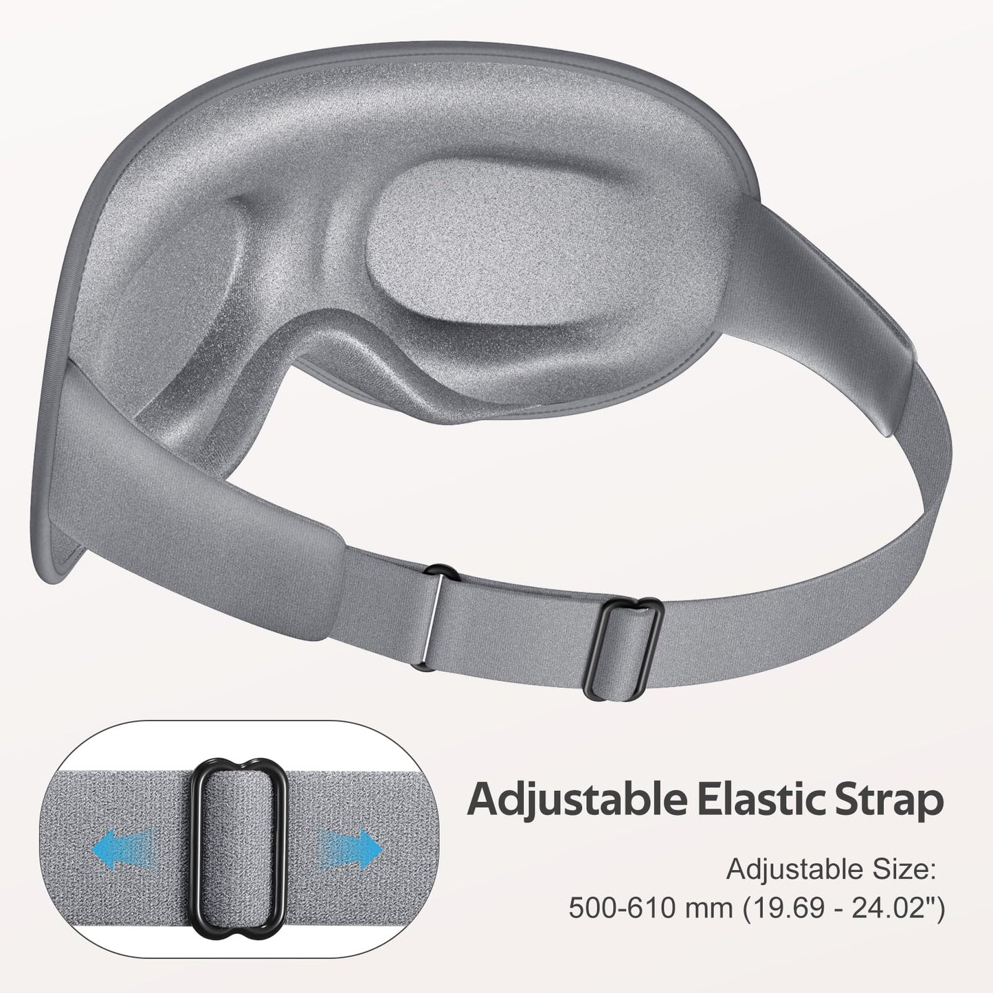 Vynix Sleep Mask for Men Women - 100% Blackout Cooling Eye Masks for Sleep - 3D Sleeping Mask for Side Sleepers - Zero Pressure Lash Extensions Eye Cover Shade for Airplane Travel Essentials, Grey