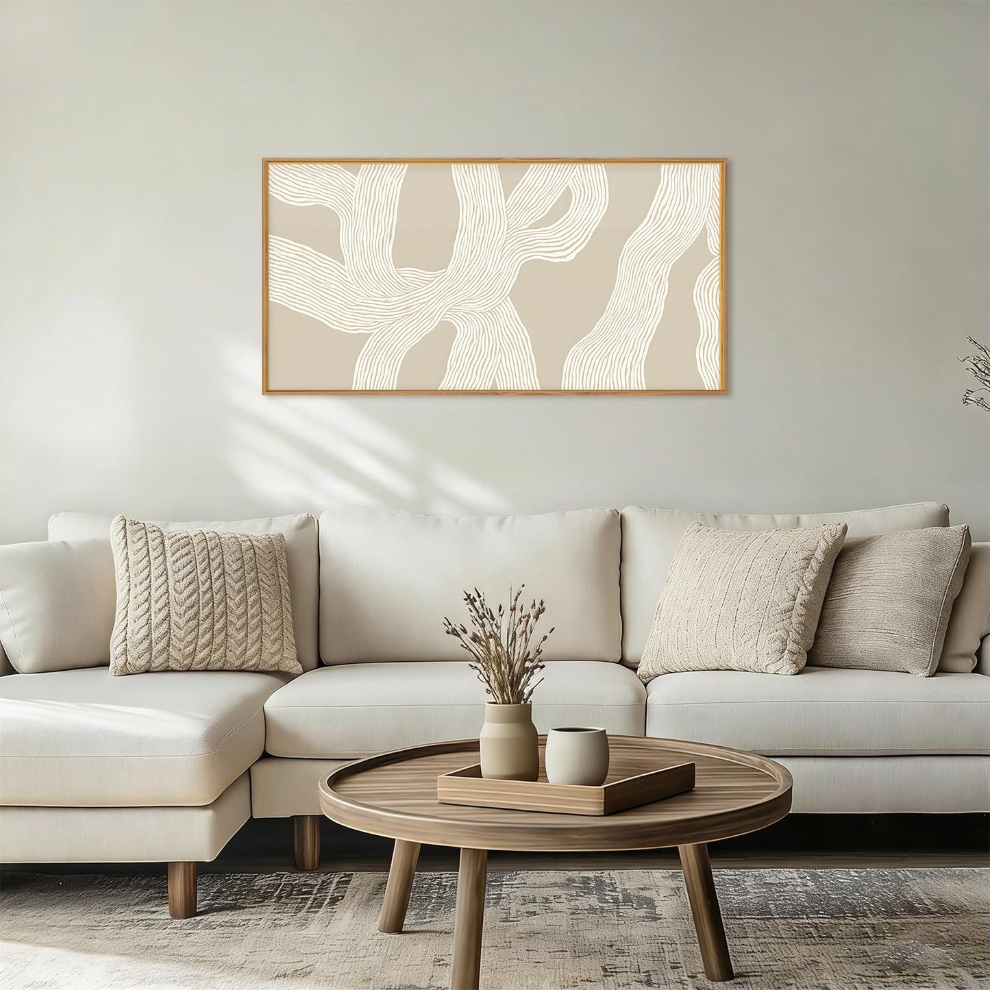 HPNIUB Large Abstract Beige Framed Canvas Prints Wall Art Set,Neutral Minimalist Lines Wall Decor,Modern Textured Artwork for Living Room, Bedroom,Dining Room, Office, Bathroom Decor-20 x40