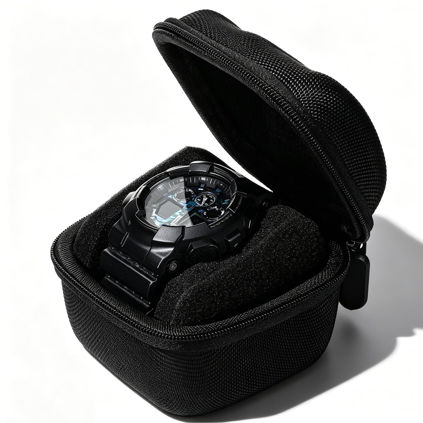 moheaaei 6 Pack Single Hard Watch Travel Case, Black Hard Watch Travel Box Bulk for Men, Portable Organizer with Custom Pillow Fits Wristwatches & Smartwatches up to 55mm, Durable EVA Protection