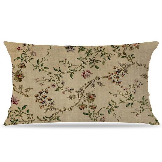 BUJSP Vintage Floral Pillow Cover 20x12 Double-Sided, Cottagecore Home Decor, Traditional Neutral Vines Wildflower Decorative Throw Pillow Cover for Couch Bed Bedroom Living Room
