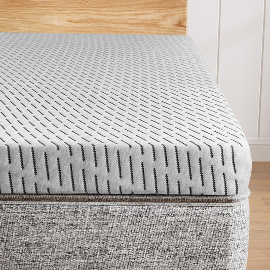 HOMRELEXA Firm Mattress Topper Queen Size 3 Inch, Cooling Gel & Bamboo Charcoal Memory Foam Mattress Topper for Back Pain Relief, Bamboo Dual-Layer Foam Bed Pad with Removable Cover