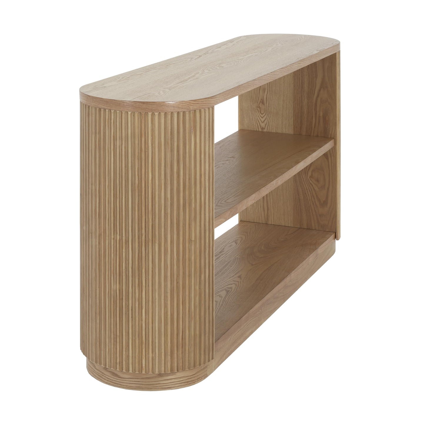 Christopher Knight Home Mirod Sofa Table with 3-Tier Open Shelves, Entryway Console Table, Narrow Wooden Couch Tables, Wide Space to Display, Spacious Storage Shelf for Living Room Hallway, 58"Natural