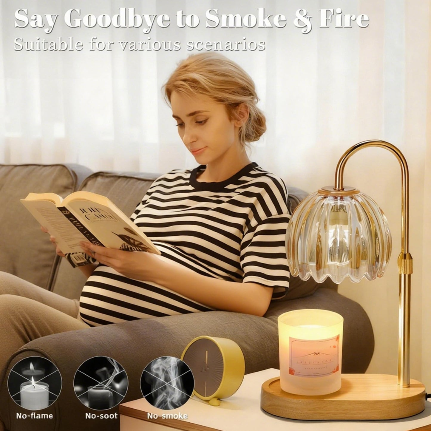 Heymirro Candle Warmer Lamp with Timer Dimmer Adjustable Height, for New Home Decor,Valentine's Day, Birthday Gifts for Women,Wax Warmer Lamp for Jar Candles with 2 Bulbs(Gold)
