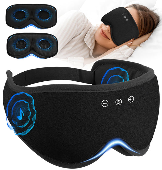 Bluetooth Sleep Mask with 2 Removable 3D Contoured Cup, Bamboo Cotton Bluetooth Sleep Headphones for Side Sleepers with Timming Setting, Blackout Eye Mask for Travel Meditation Men Women