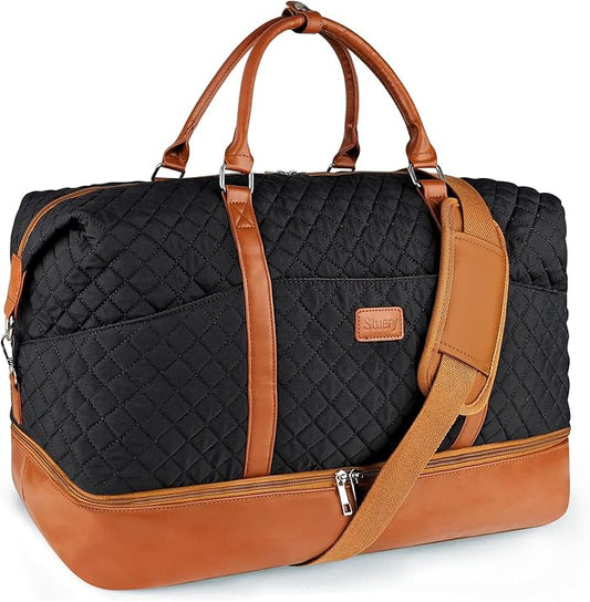 Weekender Bag, Large Travel Duffel Bag for Women, Carry on Overnight Bag with Shoe Compartment and Toiletry Bags